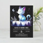 Whimsy Enchanted Cat Birthday Einladung (Stehend Vorderseite)