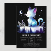 Whimsy Enchanted Cat Birthday Einladung (Vorne/Hinten)