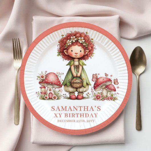 Whimsy Fairy 5. Geburtstag Blush Rosa Teller