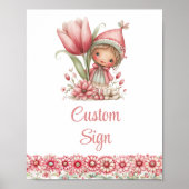 Whimsy Fairy Girl Blush Floral Birthday Custom Sig Poster (Vorne)