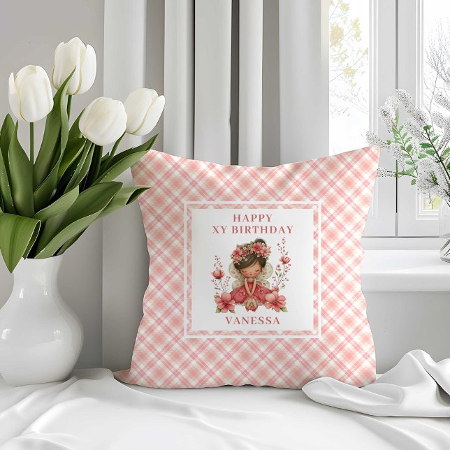 Whimsy Fairy Girl Blush Floral Birthday Pillow   Kissen (Whimsy Fairy Girl Blush Floral Birthday Pillow Decor

)