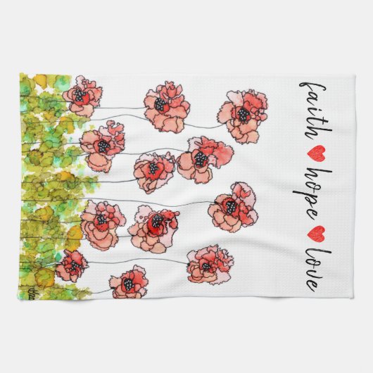 Whimsy Faith Hope and Liebe Poppies Küchentücher (Horizontal)