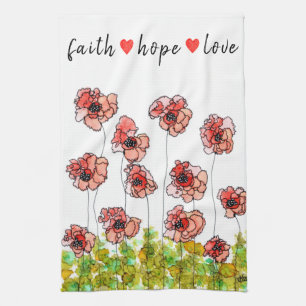 Whimsy Faith Hope and Liebe Poppies Küchentücher
