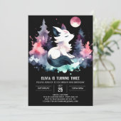 Whimsy Fantasy Wolf Birthday Einladung (Stehend Vorderseite)