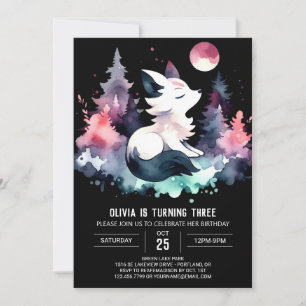 Whimsy Fantasy Wolf Birthday Einladung