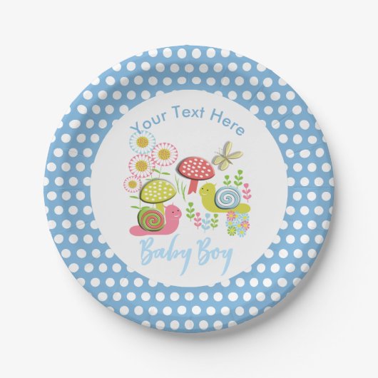 Whimsy Fee-tale Spring Garden Baby Boy Dusche Pappteller (Vorderseite)