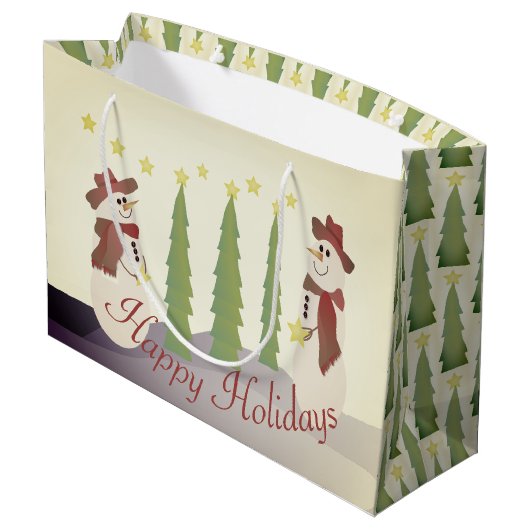 Whimsy Festive Snowman Große Geschenktüte (Rückseite Schrägansicht)