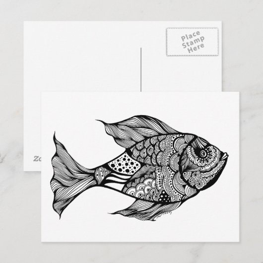 Whimsy Fish Doodle Art Postkarte (Vorne/Hinten)
