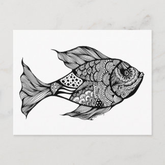 Whimsy Fish Doodle Art Postkarte