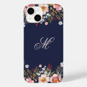 Whimsy Floral Monogram Navy Case-Mate iPhone Hülle (Rückseite)