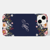 Whimsy Floral Monogram Navy Case-Mate iPhone Hülle (Rückseite (Horizontal))