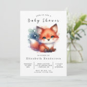 Whimsy Forest Setting Fox Babydusche Einladung (Stehend Vorderseite)