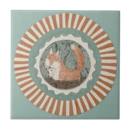 Whimsy Fox Mint Blau Terrakotta Türkis Aqua Fliese