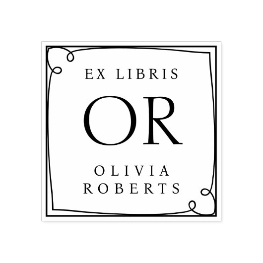 Whimsy Frame Individuelle Name Monogram Ex Libris Gummistempel (Prägung)