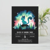 Whimsy Fun Cat Birthday Einladung (Stehend Vorderseite)