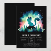 Whimsy Fun Cat Birthday Einladung (Vorne/Hinten)