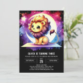 Whimsy Fun Lion Birthday Einladung (Stehend Vorderseite)