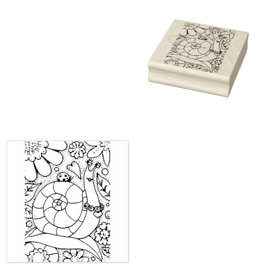 WHIMSY GARDEN SNAIL & LADYBUG, BUG'S FLOWER GARDEN GUMMISTEMPEL (Stempel)