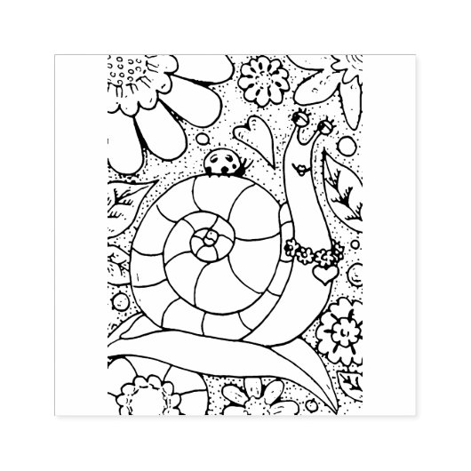 WHIMSY GARDEN SNAIL & LADYBUG, BUG'S FLOWER GARDEN GUMMISTEMPEL (Prägung)