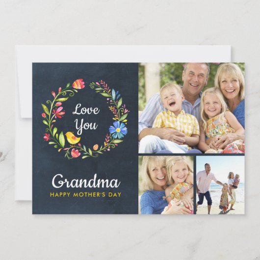 Whimsy Garden Wreath Mother's Day Foto Card Karte (Vorderseite)