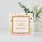 Whimsy Girl Pink Polka Dot Babydusche Einladung (Stehend Vorderseite)