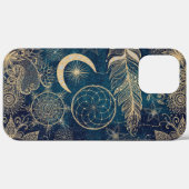Whimsy Gold Glitzer Dreamcatcher Feathers Mandala Case-Mate iPhone Hülle (Rückseite (Horizontal))