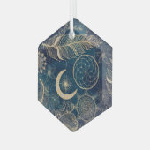 Whimsy Gold Glitzer Dreamcatcher Feathers Mandala Ornament Aus Glas (Vorderseite Links)