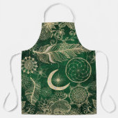 Whimsy Gold & Green Dreamcatcher Feathers Mandala Schürze (Vorderseite)