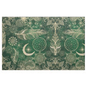 Whimsy Gold & Green Dreamcatcher Feathers Mandala Stoff (Fat Quarter (45,7 x 55,9 cm))