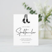 Whimsy Halloween-Party Schwarz-Weiß-Einladung (Stehend Vorderseite)