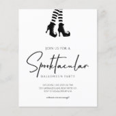 Whimsy Halloween-Party Schwarz-Weiß-Einladung (Vorderseite)