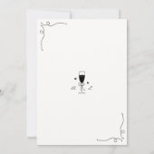 Whimsy Hand Drawing Liebe und Pizza Engagement Par Einladung (Rückseite)