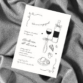 Whimsy Hand Drawing Liebe und Pizza Engagement Par Einladung