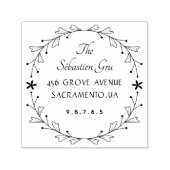 Whimsy Hand-drawn Leaves Frame Permastempel (Design)