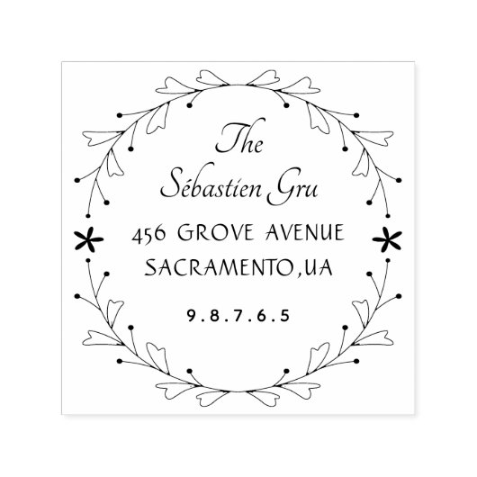 Whimsy Hand-drawn Leaves Frame Permastempel (Design)