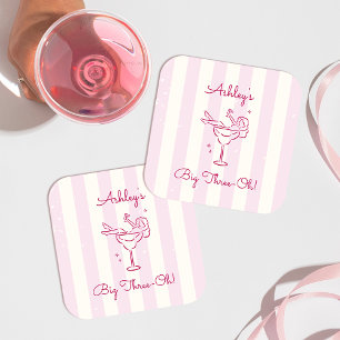 Whimsy Hand Drawn Margarita Cocktail 30. Geburtsta Rechteckiger Pappuntersetzer