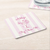 Whimsy Hand Drawn Margarita Cocktail 30th Birthday Rechteckiger Pappuntersetzer (angewinkelt)