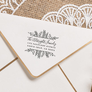 Whimsy Hand gezeichnet Blätter Rücksendeadresse de Permastempel
