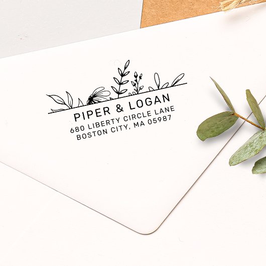 Whimsy Hand gezeichnet Greenery Rücksendeadresse Permastempel