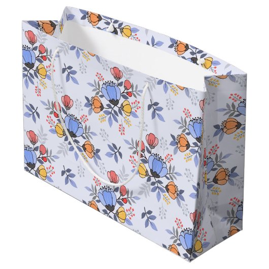 Whimsy Hand gezogene Blume Große Geschenktasche Geschenktüte (Rückseite Schrägansicht)