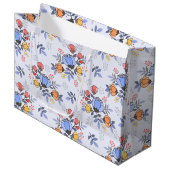 Whimsy Hand gezogene Blume Große Geschenktasche Geschenktüte (Vorderseite Schrägansicht)