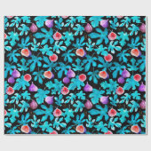 Whimsy handgezeichnet Wasserfarben Figs Fruit Blät Geschenkpapier (Flach)