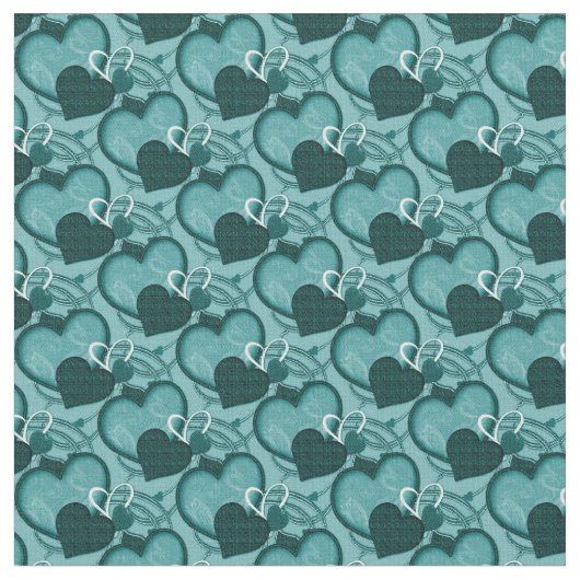 Whimsy Hearts Fabric-Two Tone Aquamarin Stoff (Nahaufnahme)