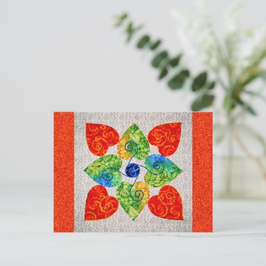 Whimsy Hearts Quilt - Block #1 Postkarte (Stehend Vorderseite)