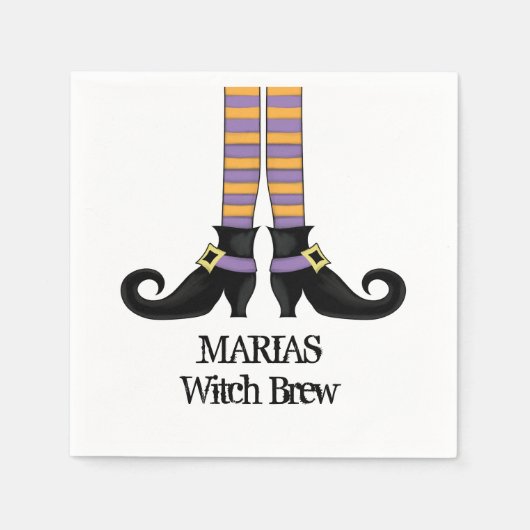 Whimsy Hexenschuhe mit Lila und orangefarbenem Str Serviette (Vorderseite)