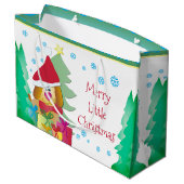 Whimsy Holiday Puppy Dog Festive Große Geschenktüte (Rückseite Schrägansicht)