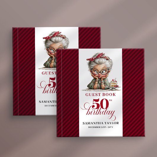 Whimsy humor 50th woman celebration guest book gästebuch