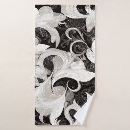 Whimsy in Black and Cream Barock Wirbel Badehandtuch