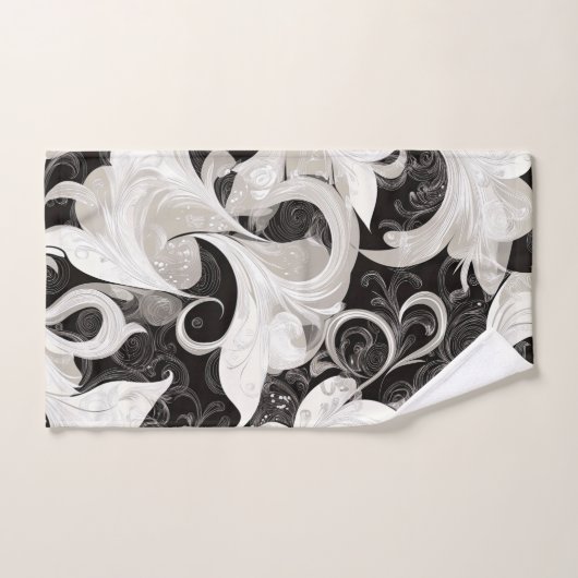 Whimsy in Black and Cream Barock Wirbel Badhandtuch Set (Handtuch)