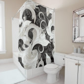 Whimsy in Black and Cream Barock Wirbel Duschvorhang (Beispiel)